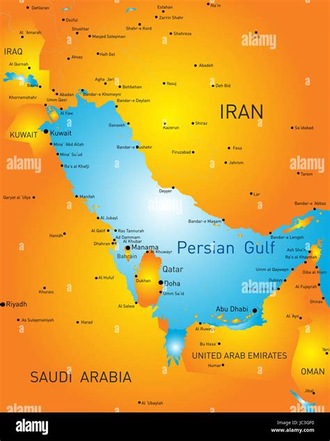 Vector color map of Persian gulf countries Stock Photo - Alamy