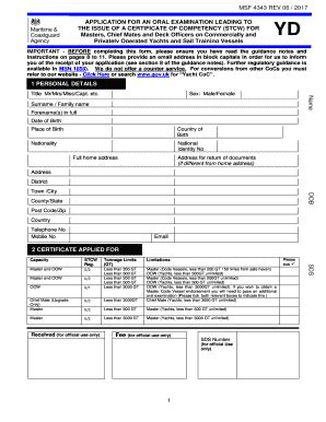 Fillable Online THE ISSUE OF A CERTIFICATE OF COMPETENCY (STCW) FOR Fax ...