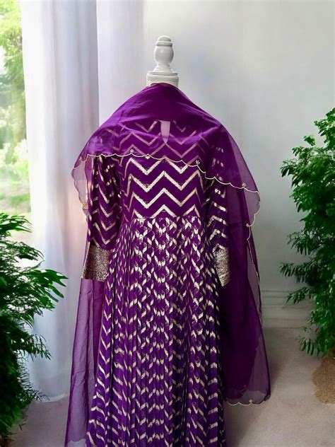 Violet Banarasi zig zag work Kurta set