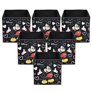 Kuber Industries Disney Mickey Print Foldable Cube Box|Non Woven ...