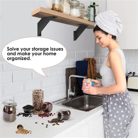 Buy SPOROOT 4pc Shelf Brackets, Floating Shelves Black Shelf Brackets ...