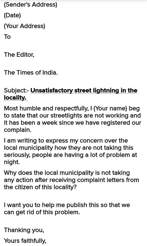 Write a letter to the editor of a local newspaper complaining about the ...