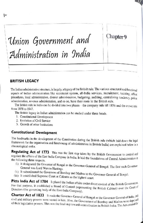 Union Government and Administration in India: British Legacy Overview ...