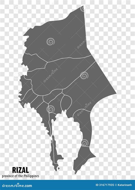 Blank Map Rizal Of Philippines. High Quality Map Province Of Rizal With Districts On Transparent ...