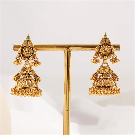 Gold Plated Silver Jhumkas Earrings | Gold Plated Silver Stone Jhumkas ...