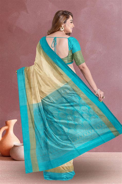 Cream Handloom Kanjivaram Soft Silk Saree 10075681 – Avishya.com