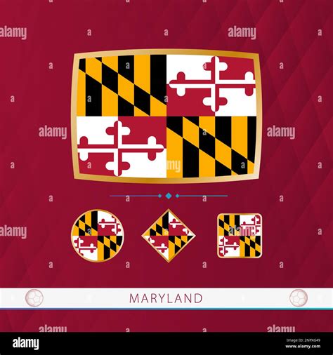 Set of Maryland flags with gold frame for use at sporting events on a ...