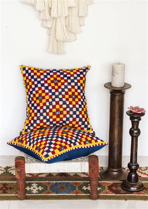 DARPAN - Vintage Kutch Embroidery Cushion Cover (16x16) – Culture Kraft