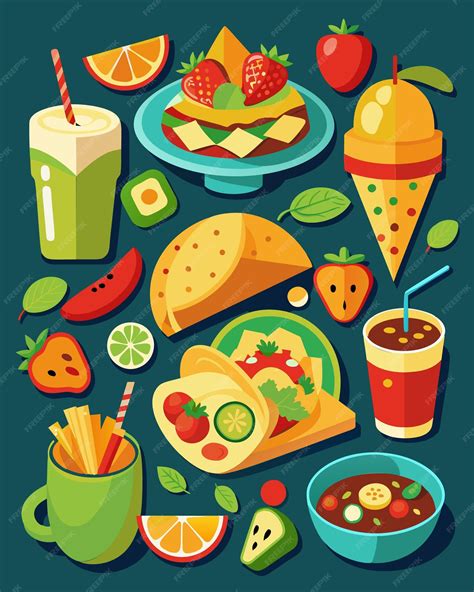 A delicious food set to delight your taste buds | Premium Vector