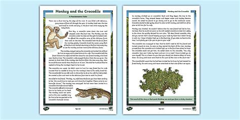 Editable Monkey and the Crocodile | A Panchatantra Fable