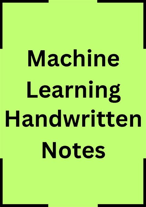 Machine Learning notes - Machine Learning Handwritten Notes Machine ...