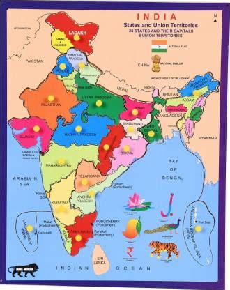 IJARP Wooden General Knowledge Map Of India with Different States For ...