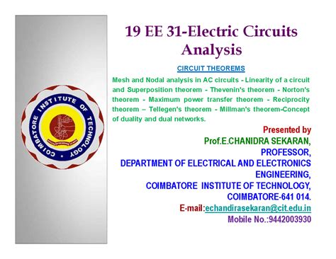2023-24-CIT-EEE-ECS-19 EE 31-Electric Circuits Analysis-Unit II ...