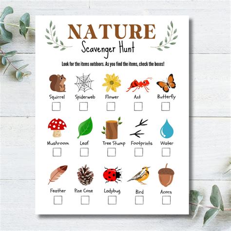 Nature Scavenger Hunt List Printable Nature Scavenger Nature Scavenger