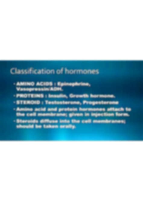 SOLUTION: Classification of hormones - Studypool