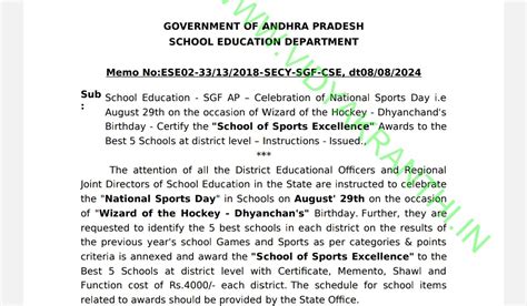 SGF AP – Celebration of National Sports Day i.e August 29th on the ...