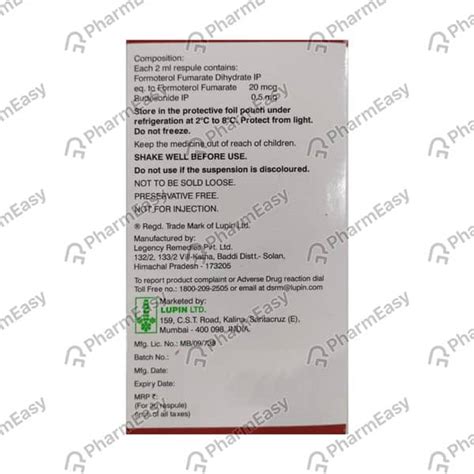 Budamate Neb 0.5mg 2ml Packet Of 5 Respules: Uses, Side Effects, Price ...