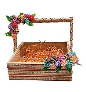 Buy WS Wrap Shap Mixed Colors in Pine Wood Hamper Basket for Gifting ...