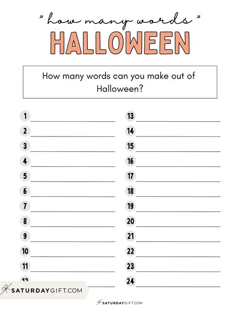 How Many Words Can You Make From Halloween - Worksheet