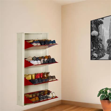 DELITE KOM 24" Wide, 8 Shelf Metal Shoe Rack Wall Mounted for Home with ...
