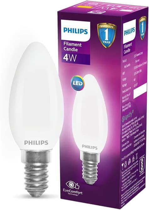 PHILIPS 2W LED Light, Warm White (58914) Flanged Bulb Base, Pack of 4 ...