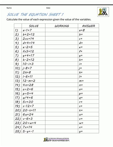 Math Algebra Worksheets — db-excel.com