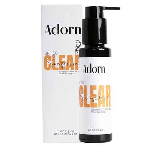 Adorn Clear Sunscreen Gel SPF 50 PA+++ Leaves No White Cast ...