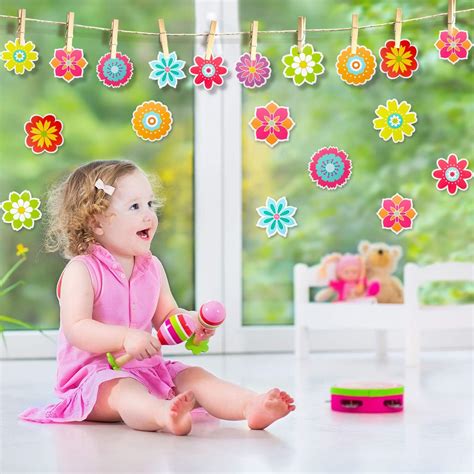 Buy 45 Pieces Spring Flower Cutouts Mini Retro Flower Cutouts ...