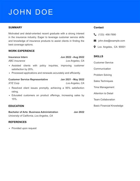 Insurance Agent Resume Example - My Resume Star