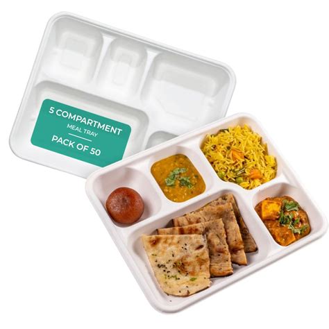 Eco Earth (50 Pack 5 Compartment Disposable Meal Tray - Compostable ...