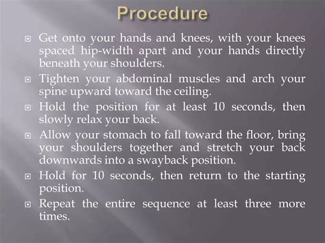 Cat and camel exercises | PPT