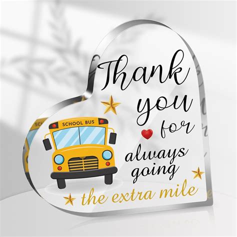 Amazon.com: Tatuo School Bus Driver Appreciation Gift Acrylic Heart ...