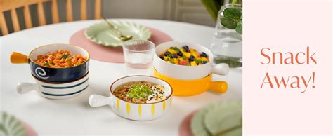 Buy Nestasia Ceramic Snack Bowl with Handle | White & Blue Serving Bowl ...