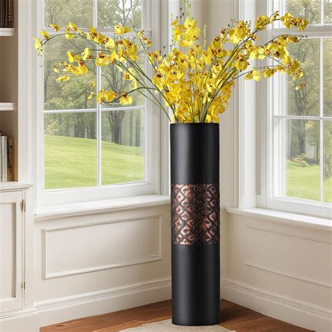 Amazon.com: Black and Gold Classical Vase 24.6 Inch Tall Floor Decor ...