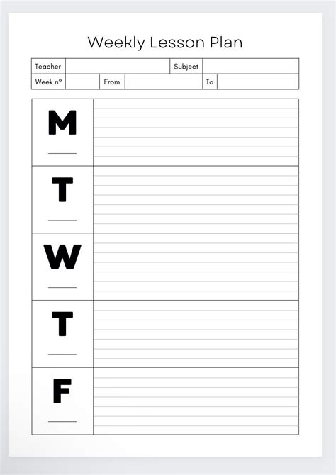 Weekly Lesson Plan 的图像结果