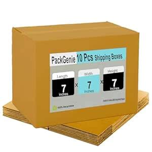PackGenie 7 x 7 x 7 Corrugated Cardboard 3 Ply Box For Packing, Moving ...