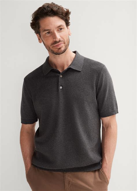 Cotton Cashmere Textured Knit Polo | Woolworths.co.za