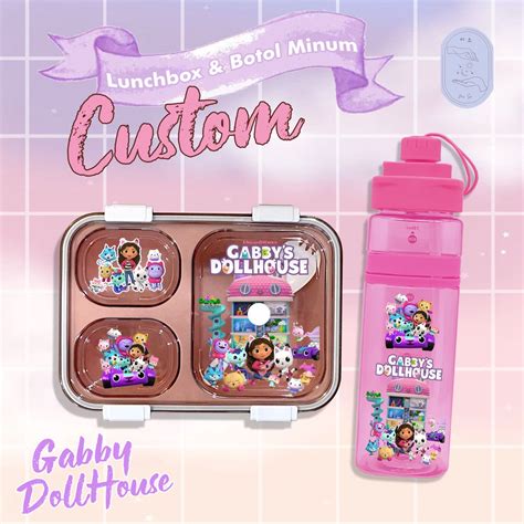 MISO CUSTOM CHARACTER GABBY DOLLHOUSE Lunchbox leak-proof lunch box 3/4 grid anti-splash / free ...