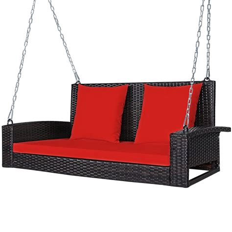 Spyder Craft Hanging Porch Swing 2-Seater Patio Rattan Wicker Porch ...