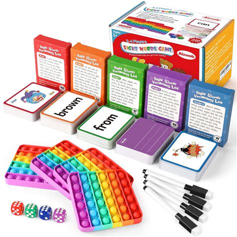 Buy Aizweb Sight Word Game,Learn to Read Flash Card with Pop Mat & Dice ...