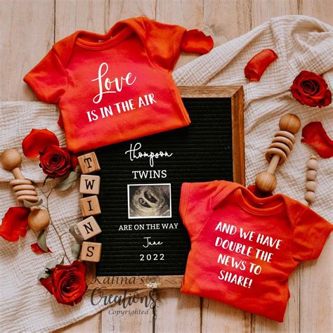 Valentines Twins Pregnancy Announcement Pregnancy Announcement Digital ...
