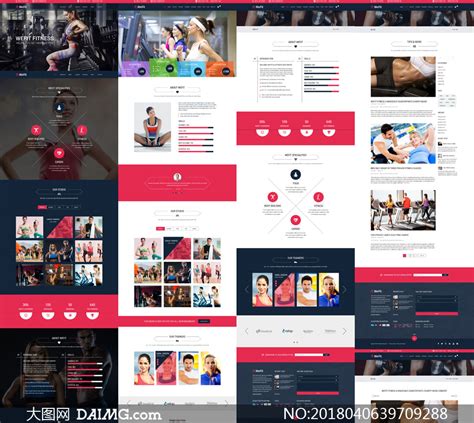 健身运动会所网站页面版式设计模板_大图网图片素材