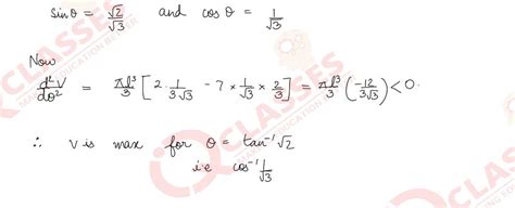 Q31 Show that the semi-vertical angle of a cone of the maximum volume ...