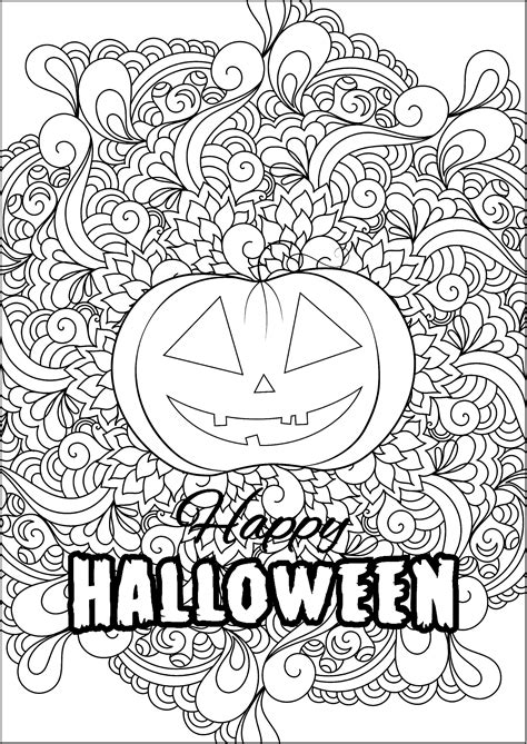 Pretty pumpkin with abstract motifs in the center - Halloween Coloring ...