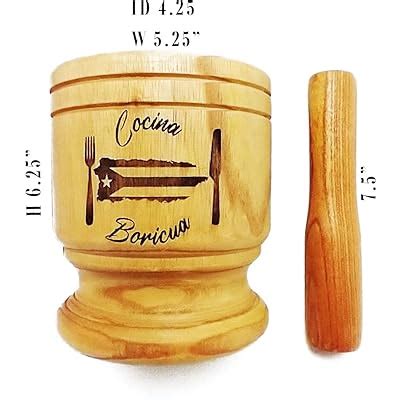 Wooden Mortar Puerto Rico (Big), Pilón de Puerto | Ubuy India