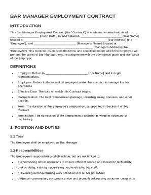Bar Manager Contract Template - Fill and Sign Printable Template Online