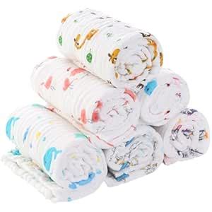 ZAVASIKA 6-Layer Cotton Muslin Burp Cloths for Newborns | Ultra-Soft ...