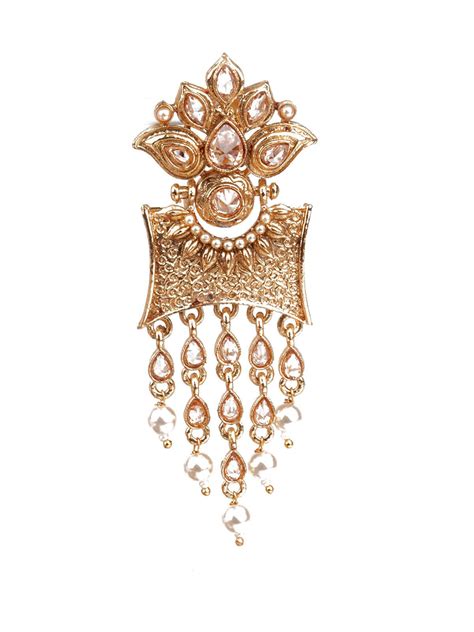 Buy TRADITIONAL GOLD AND WHITE DANGLE EARRINGS Online. – Odette