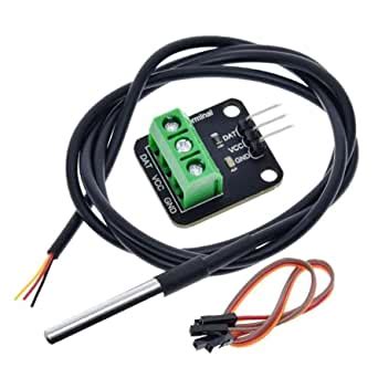 Temperature Digital Sensor Module Kit Probe Terminal Adapter DS18B20 ...