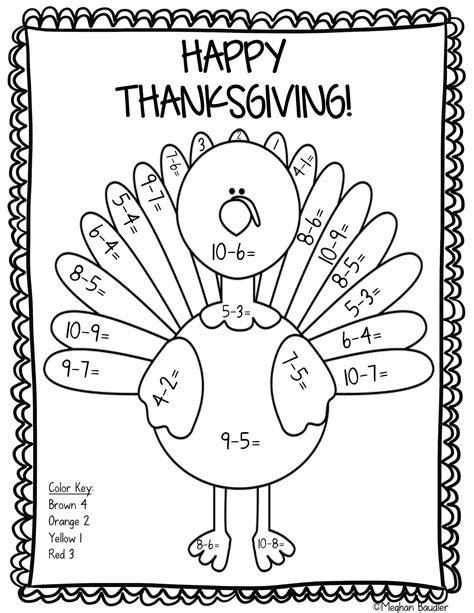 Thanksgiving Math Activities Sketch Coloring Page